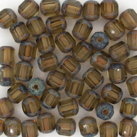 10 x 6mm window beads in Smoked Topaz/Stone
