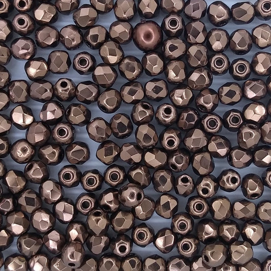 50 x 3mm faceted beads in Dark Bronze