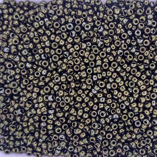 0459 - 10g Size 11/0 Miyuki seed beads in Metallic Olive