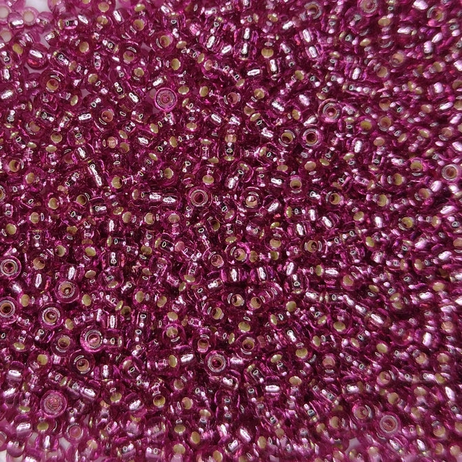 4269 - 50g Size 11/0 Miyuki seed beads in Duracoat Silver lined Hot Pink