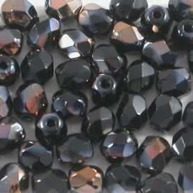 50 x 4mm faceted beads in Black/Bronze