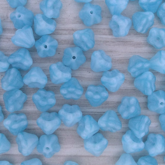 15 x Baby Bell Flowers in Opaline Turquoise (6x4mm)