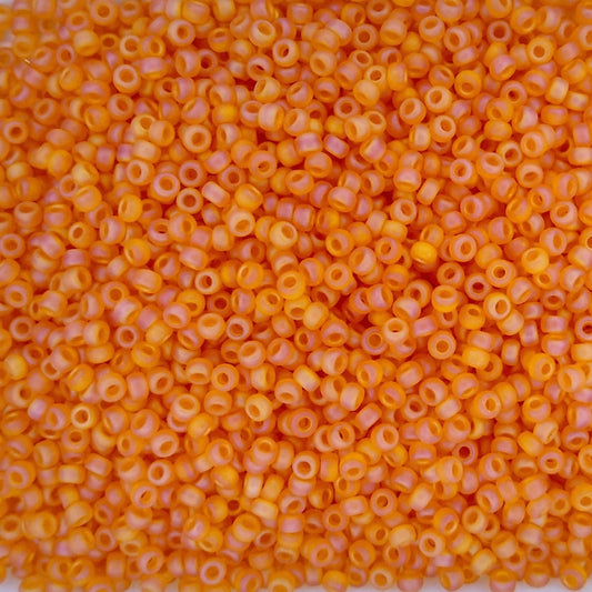 0138FR - 10g Size 11/0 Miyuki seed beads in Matt Transparent Orange AB