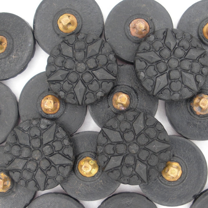 B5 - 18mm Glass button in Black (vintage)