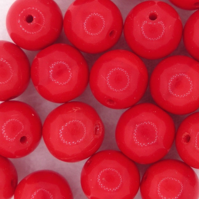 8 x 10mm round beads in Red (1980s)