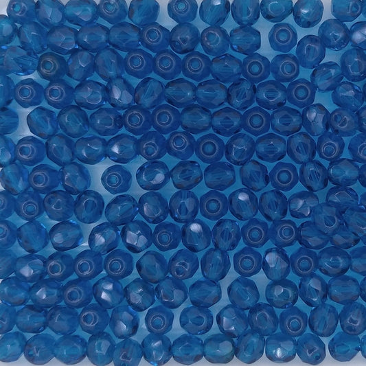 50 x 4mm faceted beads in Capri Blue