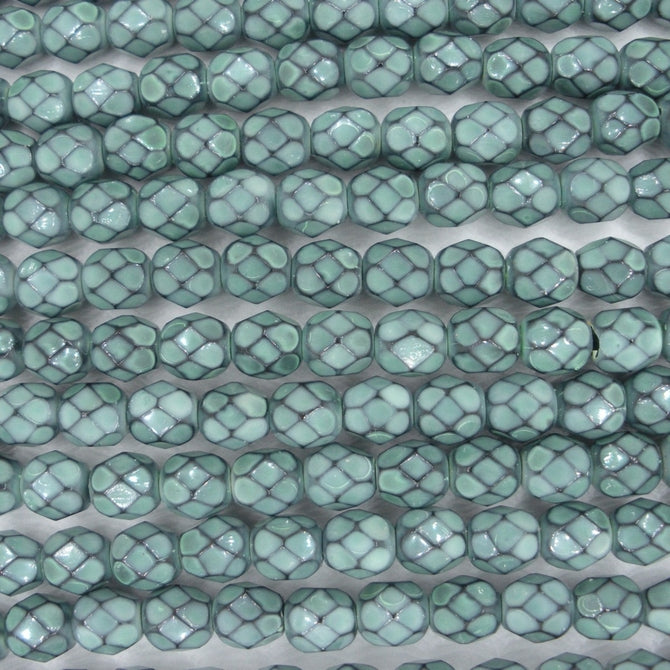 25 x 6mm snake skin beads in Hemlock Green