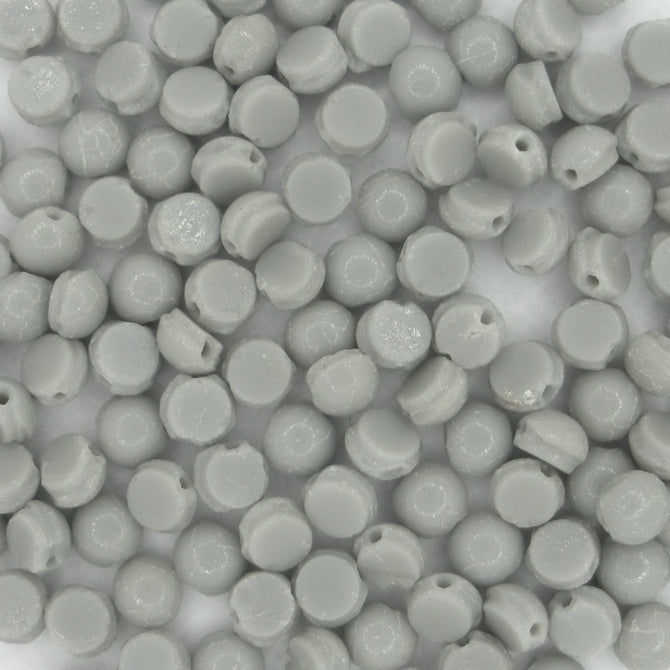 25 x 4mm nailhead beads in Grey (1920s)