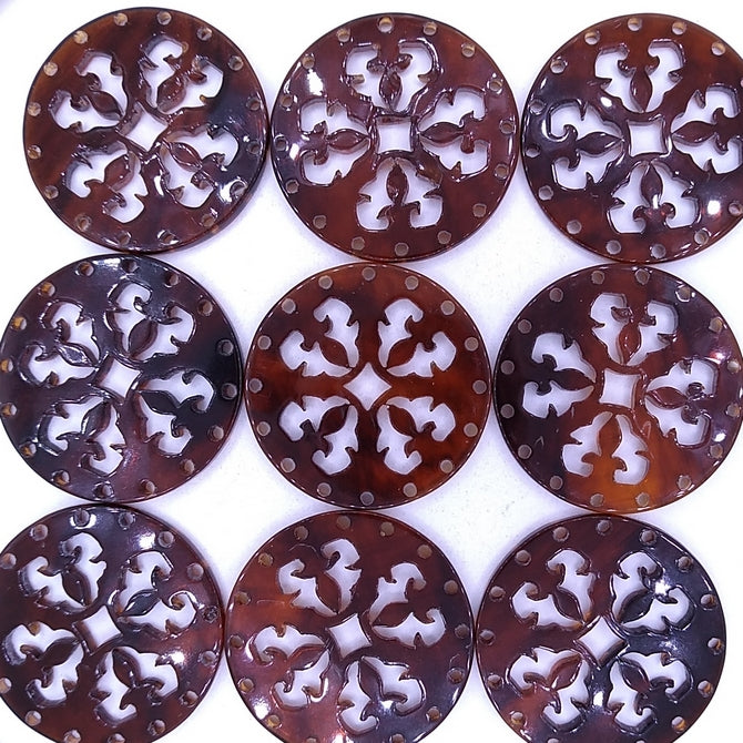 27mm Round Laser Cut Cabochon in Tortoiseshell