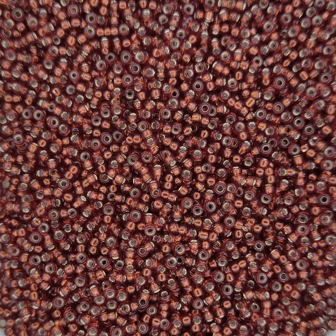 0011D - 5g Size 15/0 Miyuki seed beads in Silver lined Dark Ruby