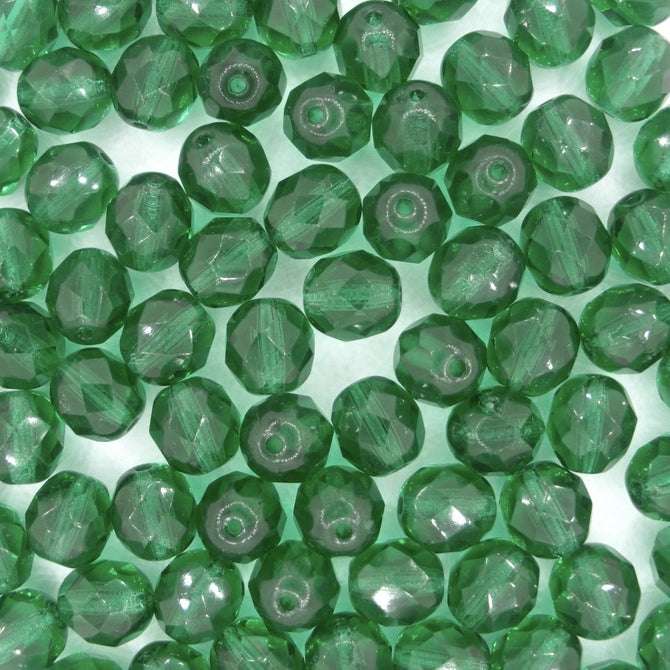 25 x 8mm faceted beads in Dark Green