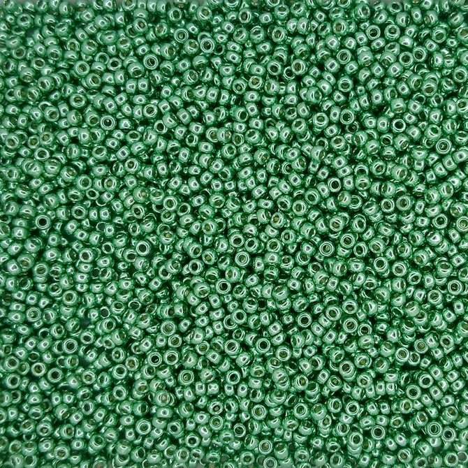 4214 - 5g Size 15/0 Miyuki seed beads in Duracoat Galvanised Dark Mint Green