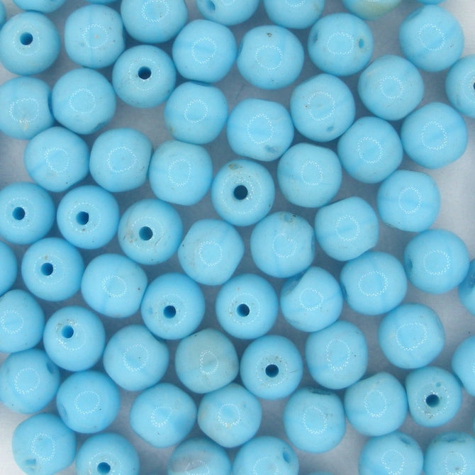 20 x 5mm round beads in Turquoise Blue (1940s)