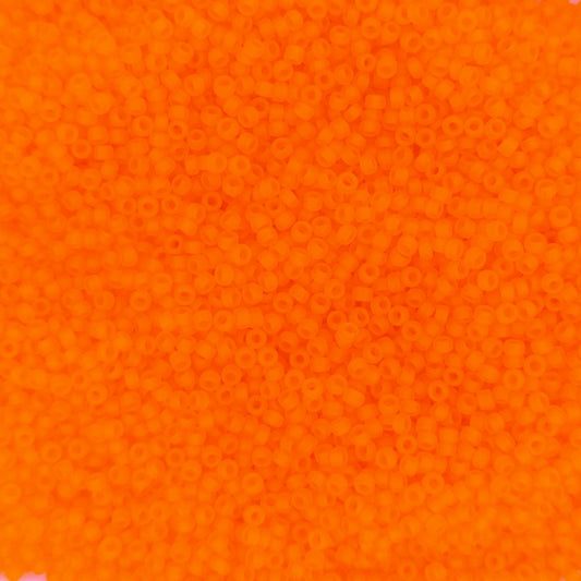 0138F - 5g Size 15/0 Miyuki seed beads in Matt Transparent Orange
