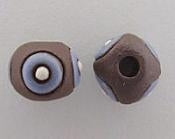 CSB-20-A round bead in Brown with Blue circles from Golem Studio