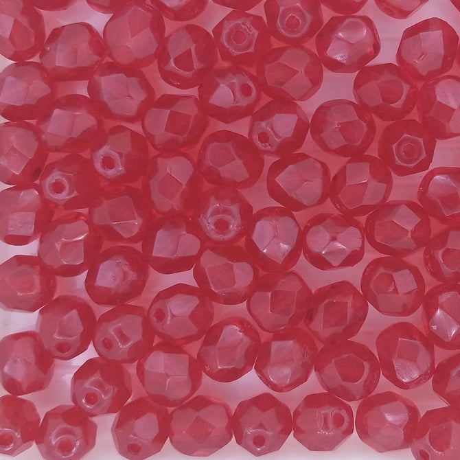 50 x 6mm faceted beads in Light Siam Ruby Red
