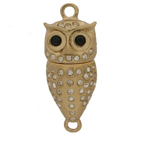 Claspgarten Gold magnetic owl clasp with 1 row 14739 - 35x17mm