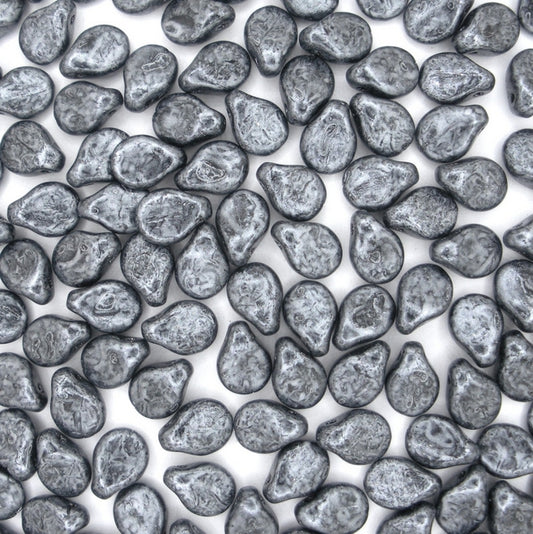 30 x pip beads in Black/Silver Lustre