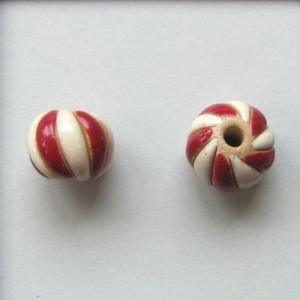 CSB-06-R round bead in Red and White from Golem Studio