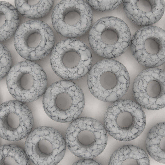 6 x large hole beads in Grey Marble (6x13mm)