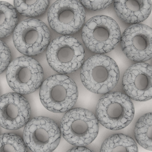 6 x large hole beads in Grey Marble (6x13mm)