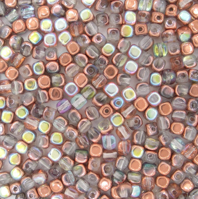 50 x 4mm cubes in Crystal Copper Rainbow