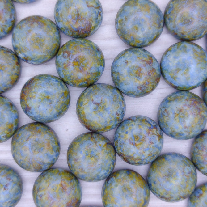 14mm round cabochon in Opaque Blue Picasso