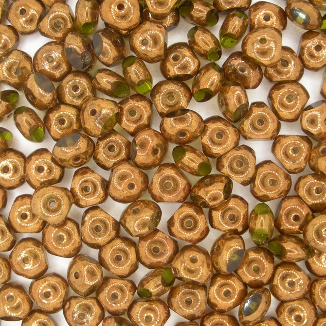 10 x tribeads in Olive Green/Bronze (4x7mm)