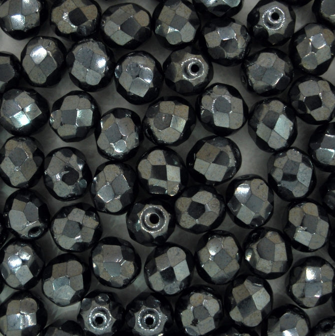 25 x 8mm faceted beads in Gunmetal