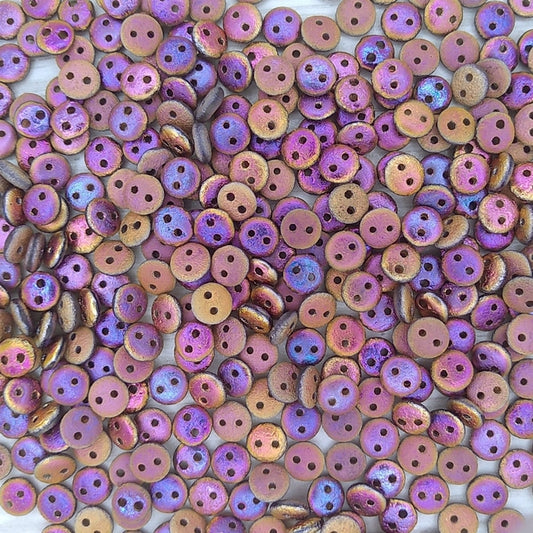 50 x two hole lentils in etched Full Crystal Sliperit