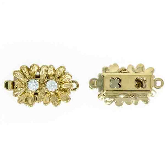 Claspgarten Gold flower clasp with 1 row 13860 - 18x10mm