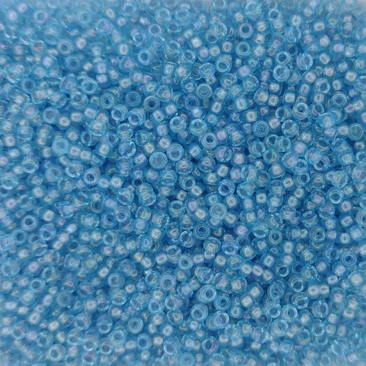 0376 - 10g Size 11/0 Miyuki seed beads in Sparklng Grey lined Aqua Lustre