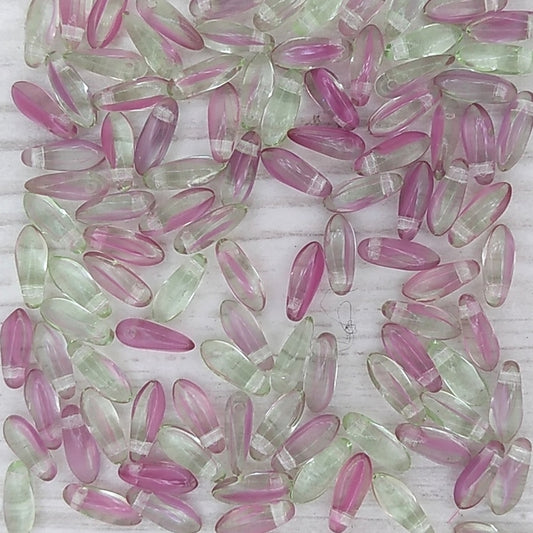 100 x mini daggers in Crystal Pink and Green (3x8mm)