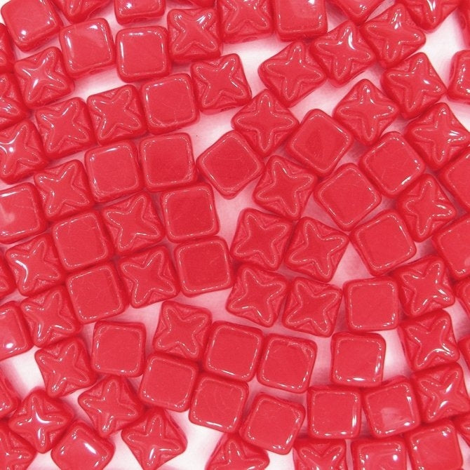 25 x 6mm Silky beads in Opaque Red