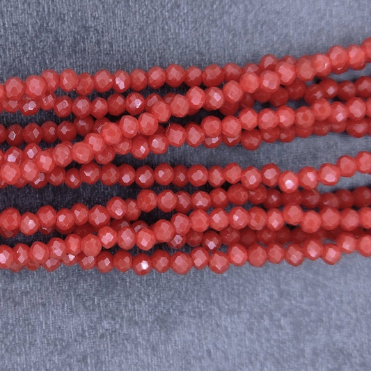 200 x 1mm Chinese cut beads in Dark Red Coral