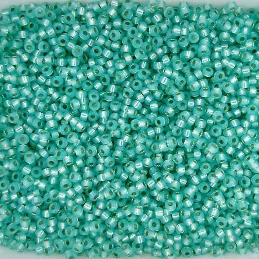0571 - 10g Size 11/0 Miyuki seed beads in SIlver lined Alabaster Dyed Sea Green