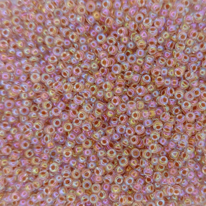 0275 - 10g Size 11/0 Miyuki seed beads in Dark Peach lined Crystal AB