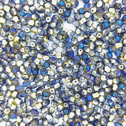 50 x 4mm faceted beads in California Blue