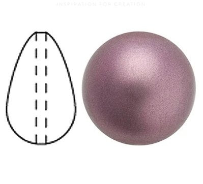 Nacre pearl pear drop in Light Burgundy (15x8mm)
