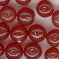 4 x 7mm round lampwork beads in Red Brown (1950s)