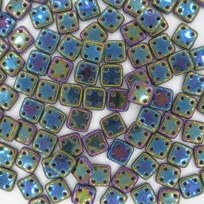 50 x CzechMate QuadraTiles in Green Iris