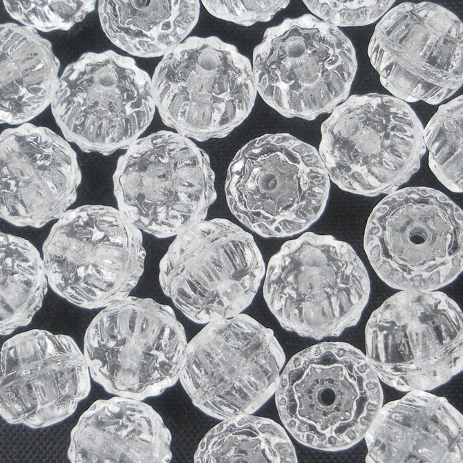 10 x 6mm shaped beads in Crystal (1950s)