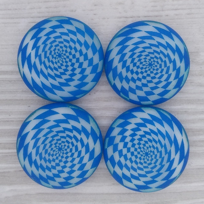 24mm Cabochon in Neon Blue with Stepped Spiral