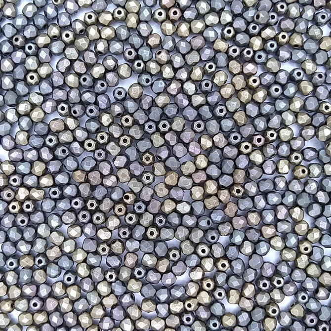 50 x 3mm faceted beads in Zinc Iris