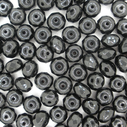 25 x faceted rondelles in Black (5x8mm)