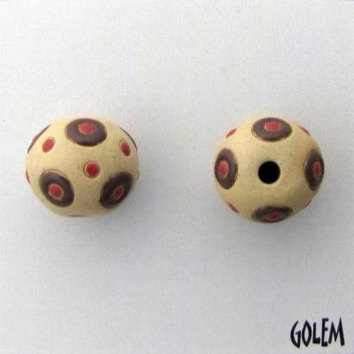 SB-85-H round bead in Brown circles and Red dots from Golem Studio