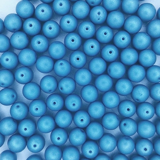 10 x 8mm round beads in Metallic Blue
