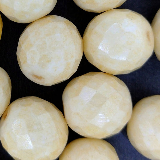 2 x 14mm faceted beads in Opaque Champagne Lustre