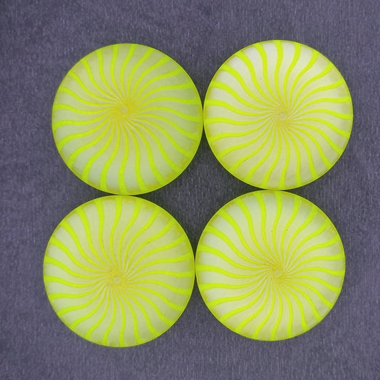 24mm Cabochon in Neon Yellow with Sea Urchin design