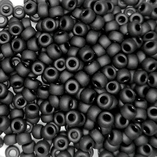 0401F - 10g Size 6/0 Miyuki seed beads in Matt Black